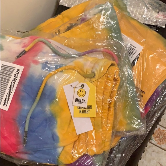 NWT Chinatown Market Smiley Face Tie Dye Pants - Picture 2 of 2